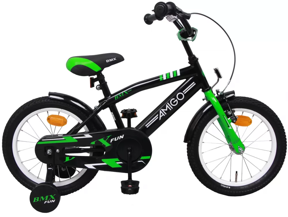 Bmx Fun-S28 16 Inch 28 Cm Jongens Terugtraprem Groen/Matzwart^AMIGO Store
