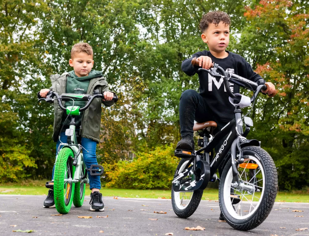 Bmx Fun-S28 16 Inch 28 Cm Jongens Terugtraprem Groen/Matzwart^AMIGO Store