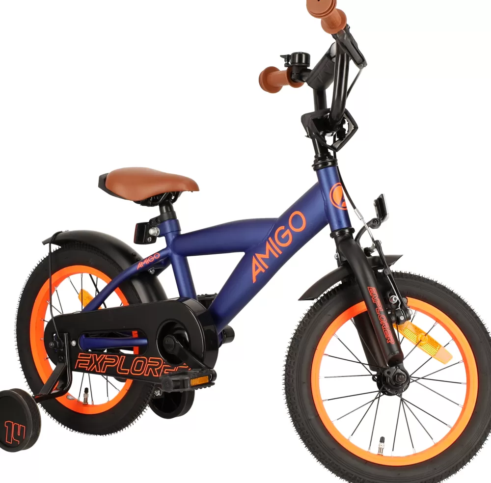 Explorer 14 Inch 21,5 Cm Jongens Terugtraprem Blauw/Oranje^AMIGO Clearance