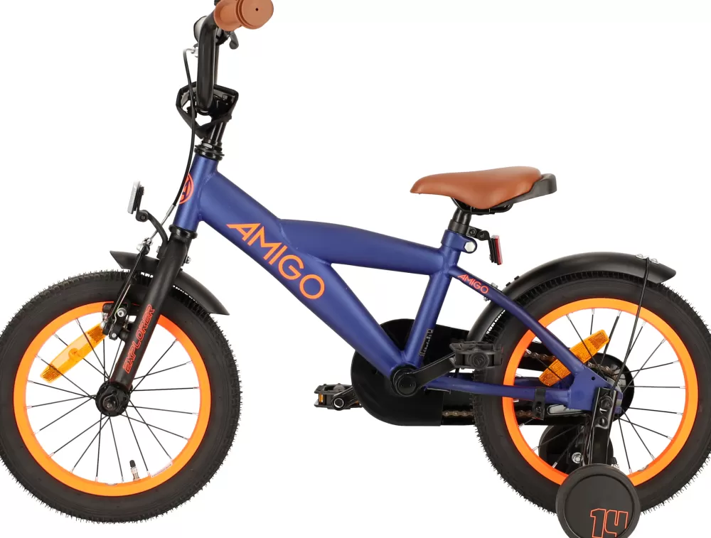 Explorer 14 Inch 21,5 Cm Jongens Terugtraprem Blauw/Oranje^AMIGO Clearance