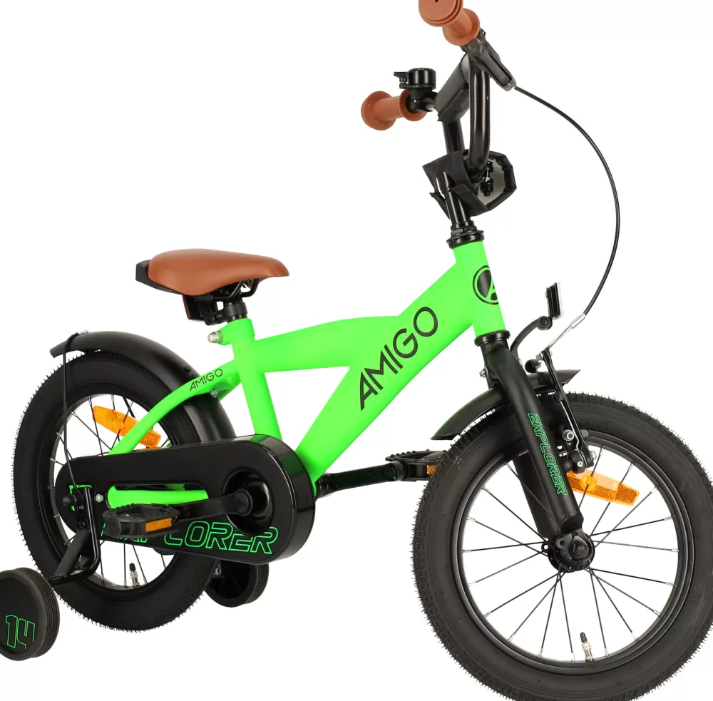 Explorer 14 Inch 21,5 Cm Jongens Terugtraprem Groen/Zwart^AMIGO Best