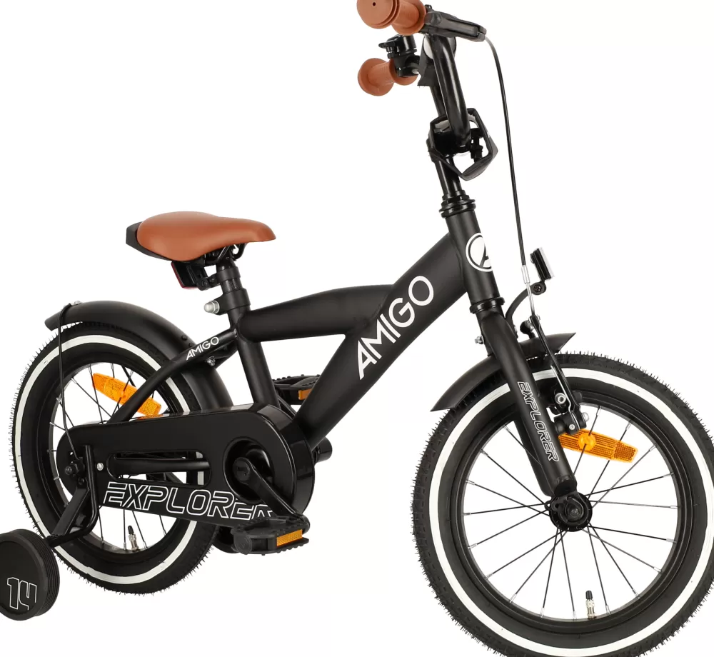 Explorer 14 Inch 21,5 Cm Jongens Terugtraprem Zwart/Wit^AMIGO Discount