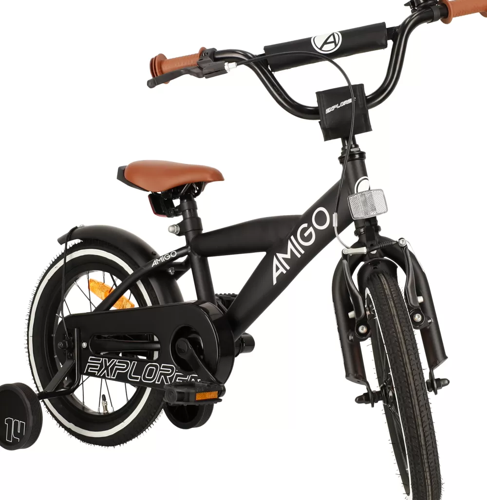 Explorer 14 Inch 21,5 Cm Jongens Terugtraprem Zwart/Wit^AMIGO Discount