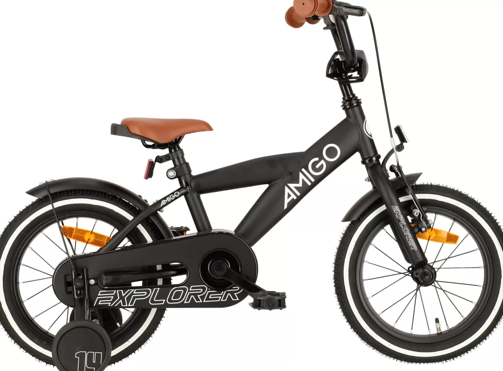 Explorer 14 Inch 21,5 Cm Jongens Terugtraprem Zwart/Wit^AMIGO Discount