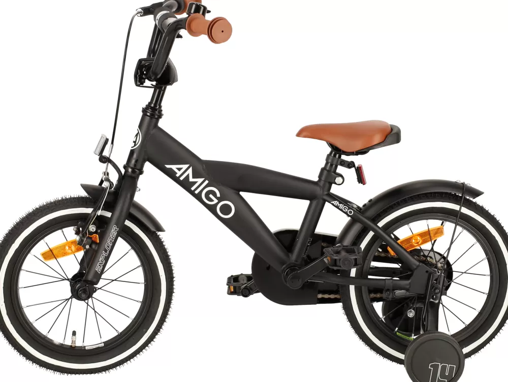 Explorer 14 Inch 21,5 Cm Jongens Terugtraprem Zwart/Wit^AMIGO Discount