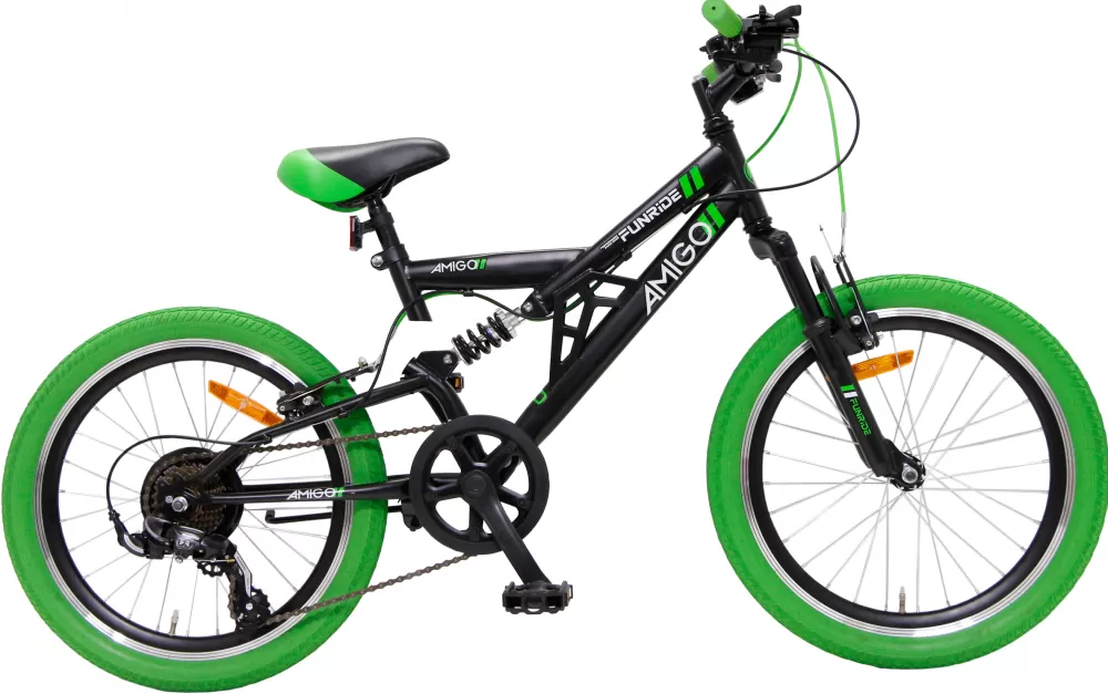 Fun Ride 20 Inch 33 Cm Junior 7V V-Brakes Zwart/Groen^AMIGO Store