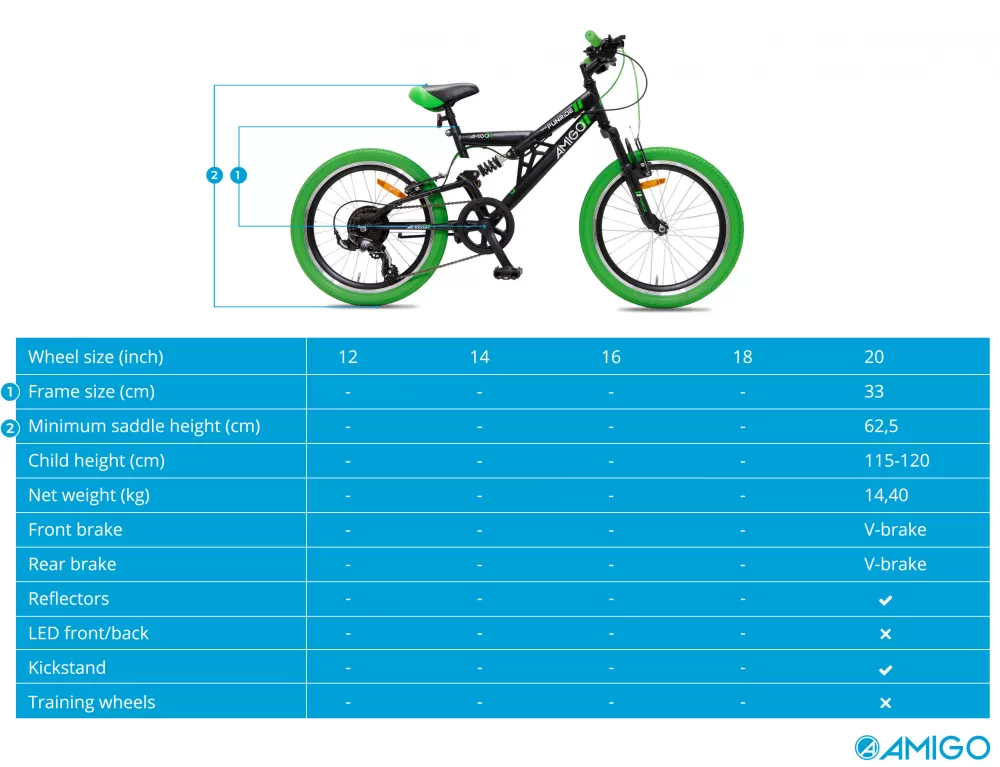 Fun Ride 20 Inch 33 Cm Junior 7V V-Brakes Zwart/Groen^AMIGO Store