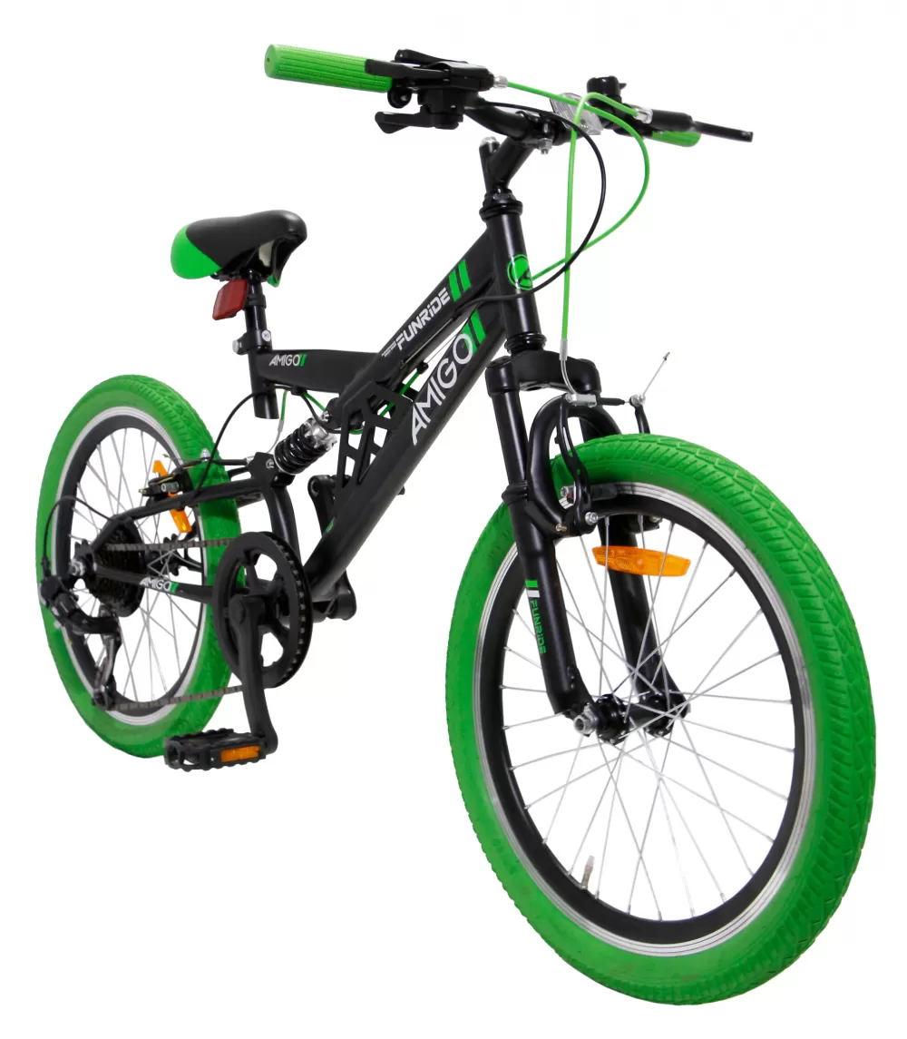 Fun Ride 20 Inch 33 Cm Junior 7V V-Brakes Zwart/Groen^AMIGO Store
