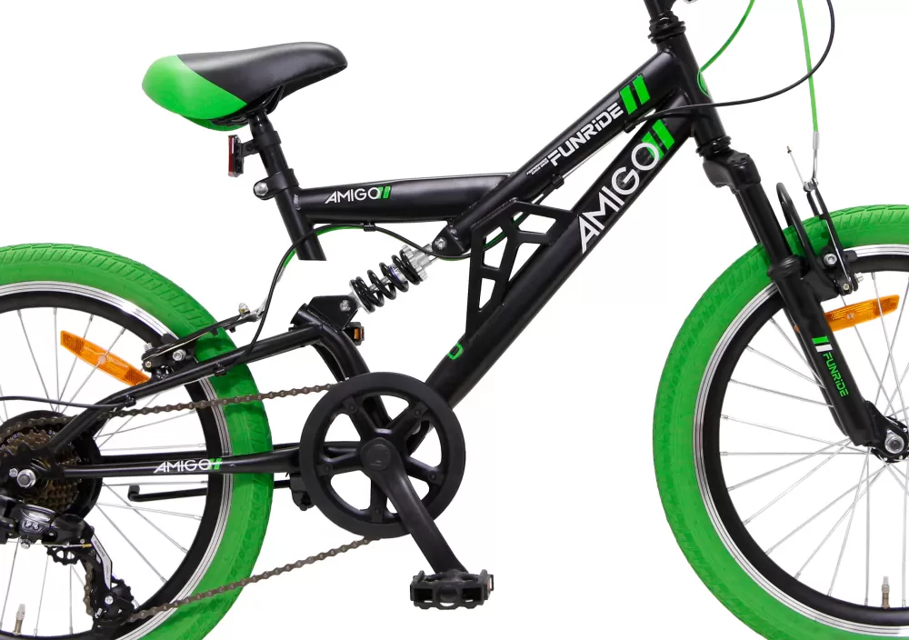 Fun Ride 20 Inch 33 Cm Junior 7V V-Brakes Zwart/Groen^AMIGO Store