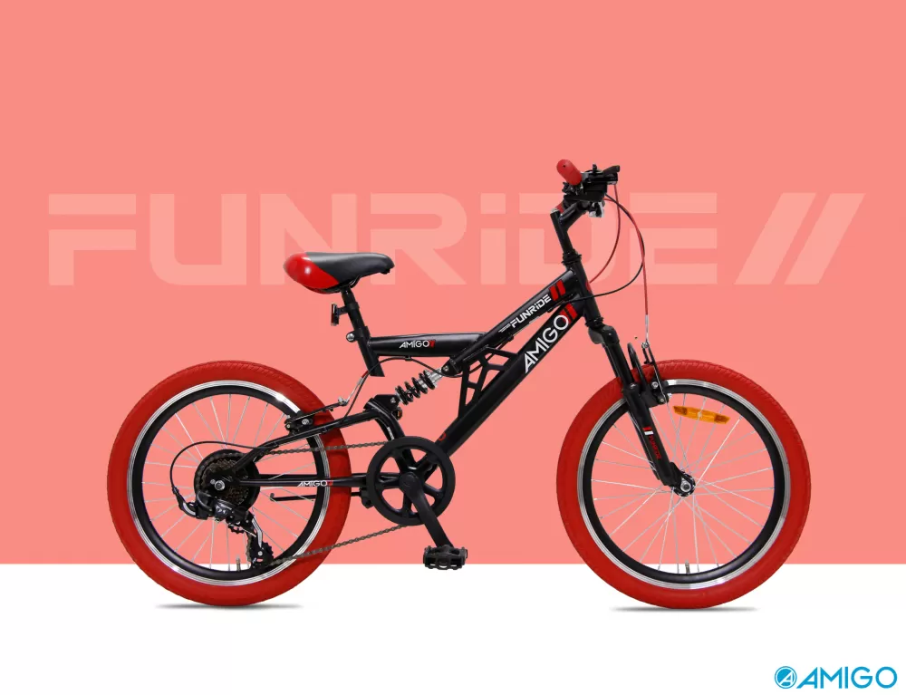 Fun Ride-S13 20 Inch 33 Cm Junior 7V V-Brakes Zwart/Rood^AMIGO Online