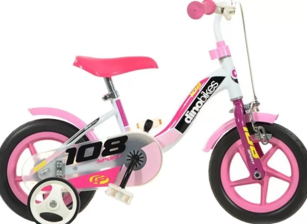 108 Sport-S2 10 Inch 17 Cm Meisjes Doortrapper Roze/Wit^Dino New
