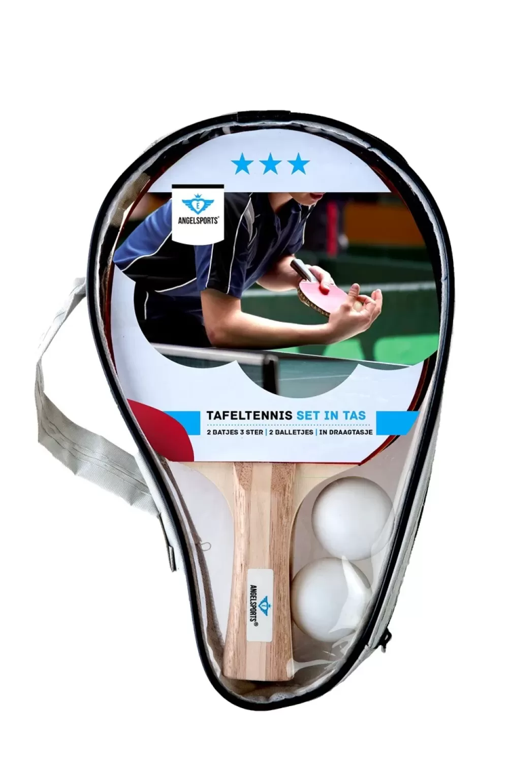 T.T.C. Set 3-Ster Bat Met 2 Ballen 40 Mm Rood/Zwart^Engelhart Shop