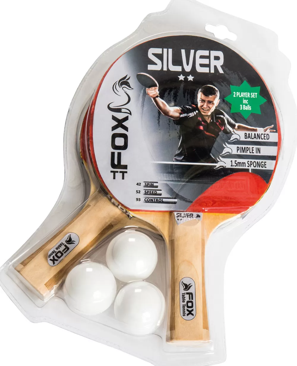 Tafeltennisset Silver 2 Star 23 Cm Hout/Rubber 5-Delig^Fox TT Best Sale