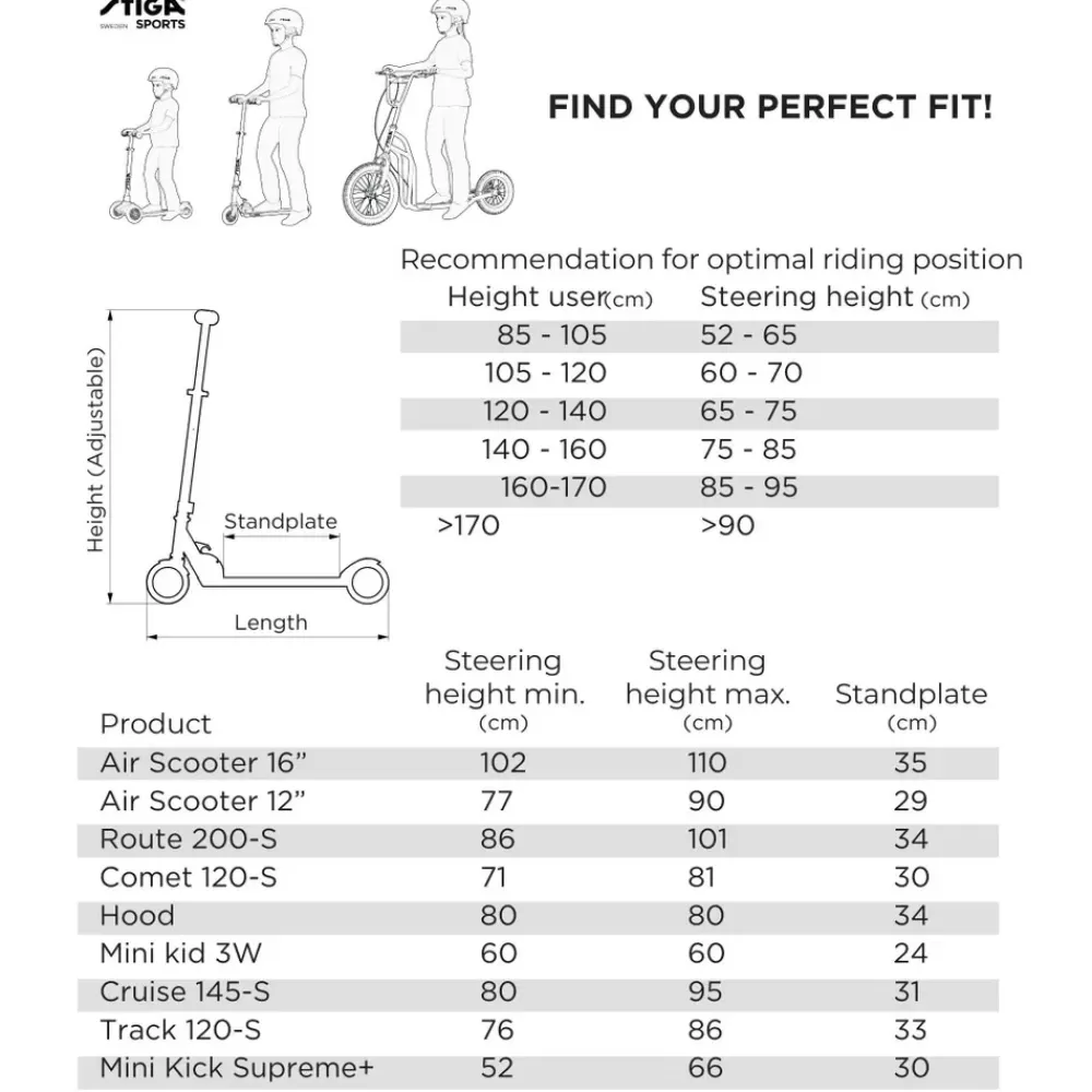 Air Scooter 12 Inch Autoped Step Zwart^Stiga Sports Shop