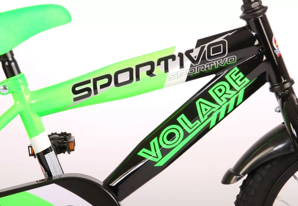 Sportivo 16 Inch 27,5 Cm Jongens Terugtraprem Groen/Zwart^Volare Outlet